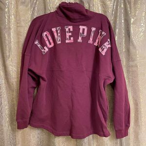 PINK Victoria's Secret Maroon Cowl Neck Pullover Logo Sweater Medium